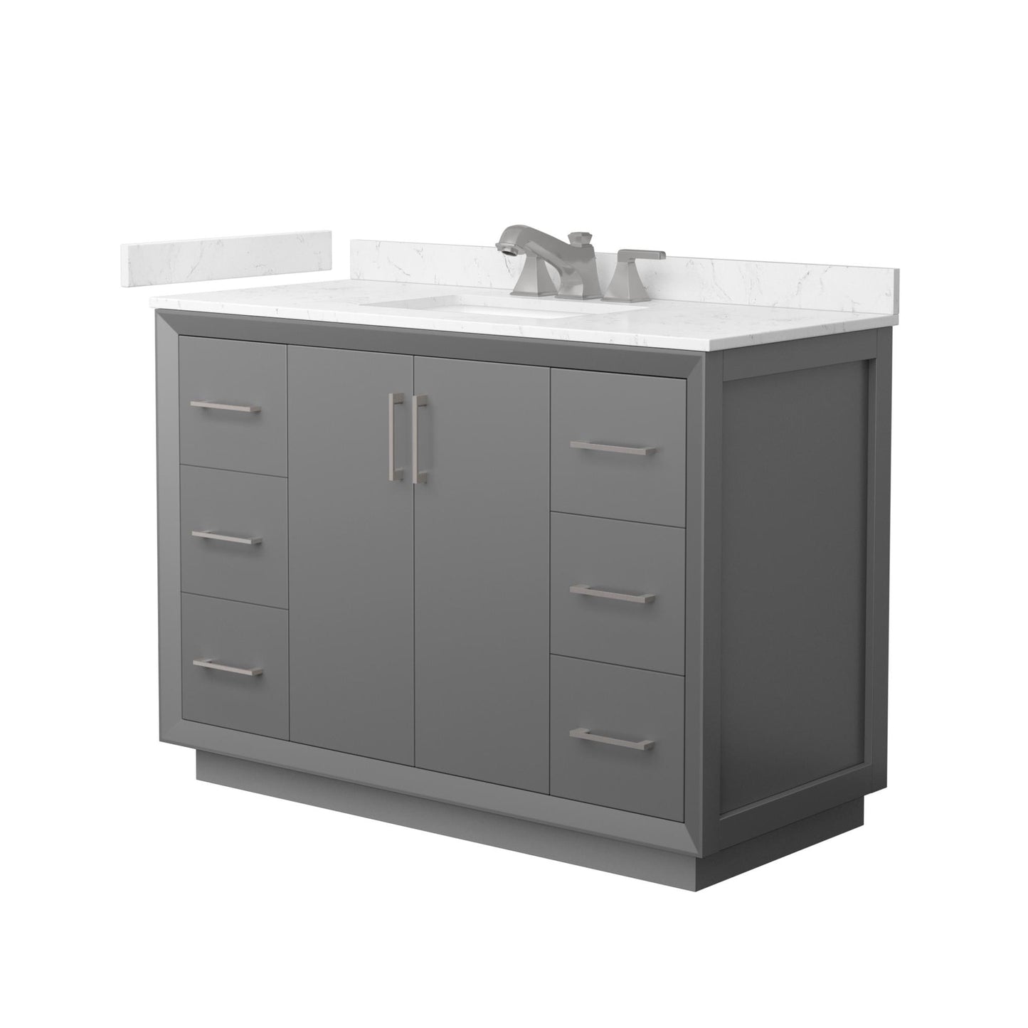 Strada Bathroom Vanity with Countertop 48 inch Single Sink 3-hole Faucet Setup