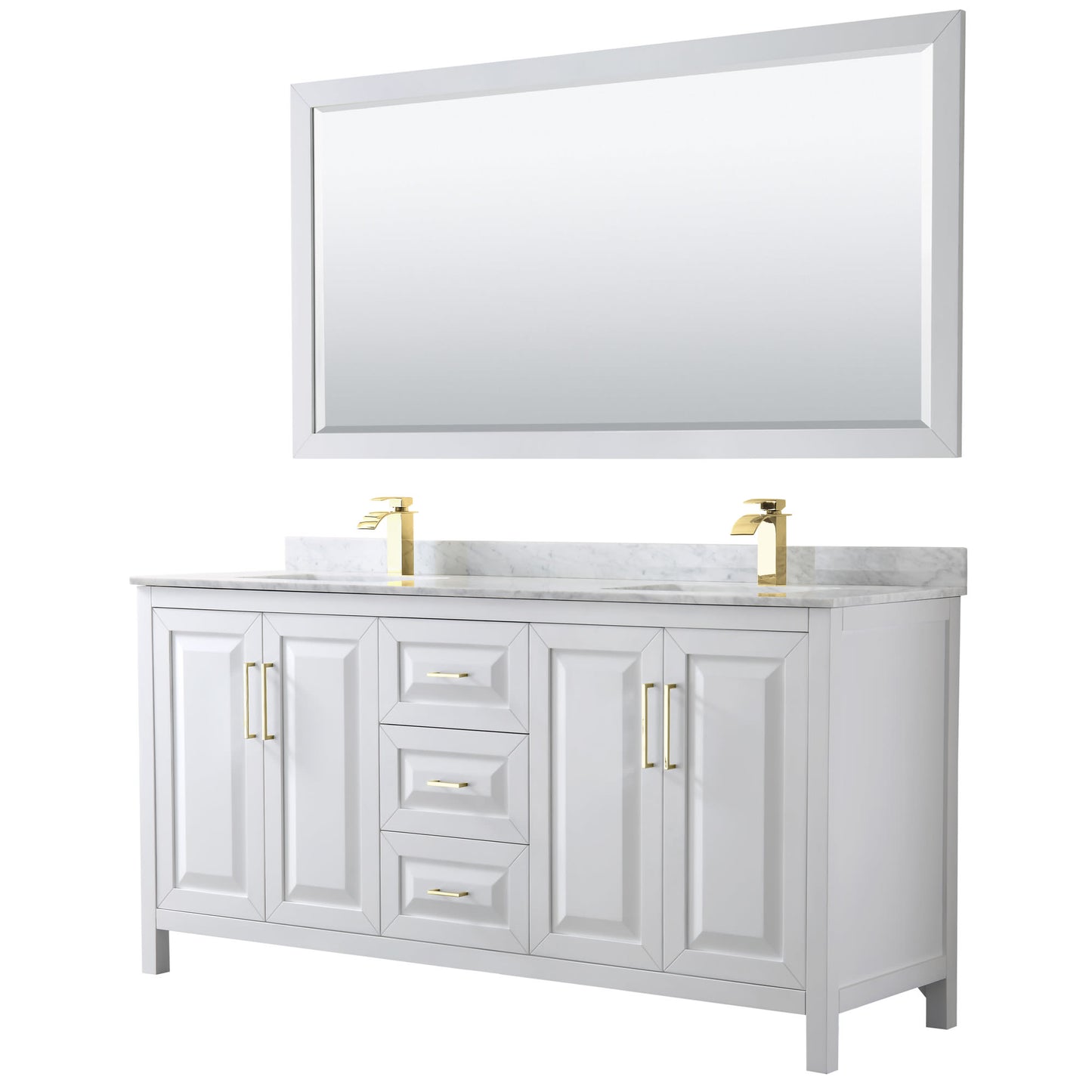 Daria Bathroom Vanity with Countertop 72 inch Double Sink Single hole Faucet Setup