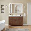 Custom image for Dark Walnut with Brushed Gold Trim / White Quartz / No Mirror