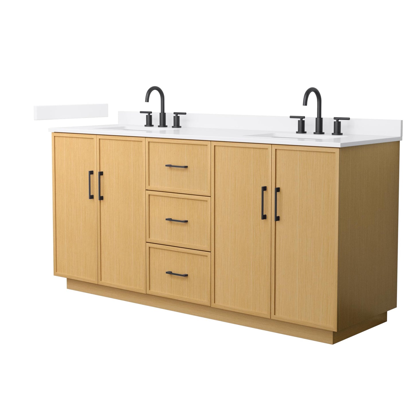 Elan TK Bathroom Vanity with Countertop 72 inch Double Sink 3-hole Faucet Setup