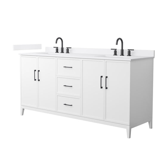 Elan Bathroom Vanity with Countertop 72 inch Double Sink 3-hole Faucet Setup