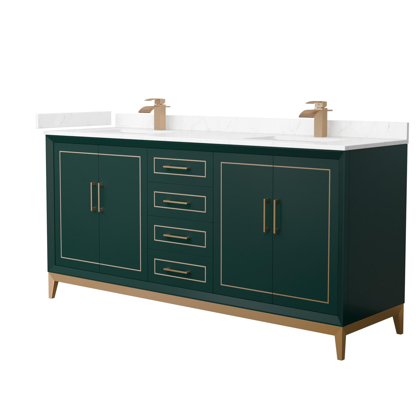 Marlena Bathroom Vanity with Countertop 72 inch Double Sink Single hole Faucet Setup