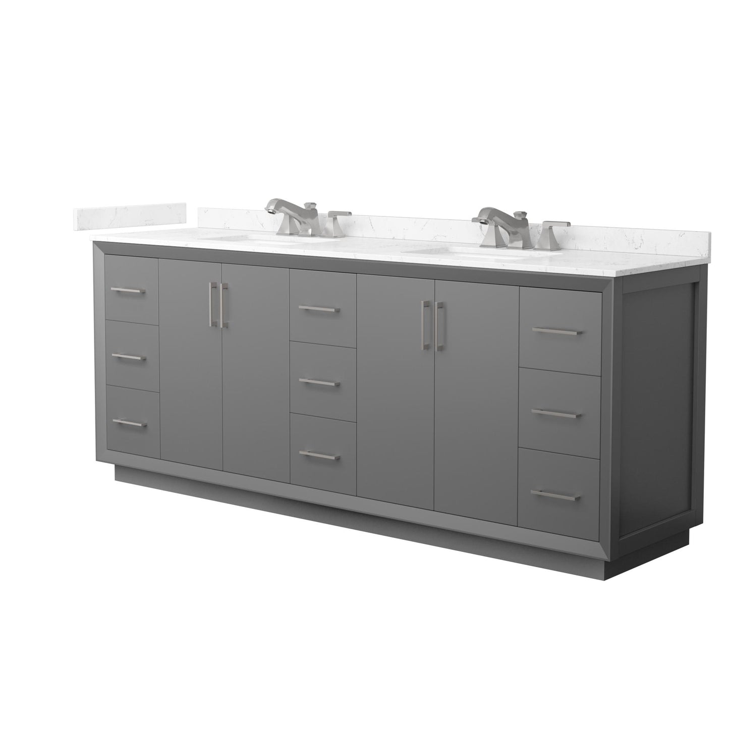 Strada Bathroom Vanity with Countertop 84 inch Double Sink 3-hole Faucet Setup