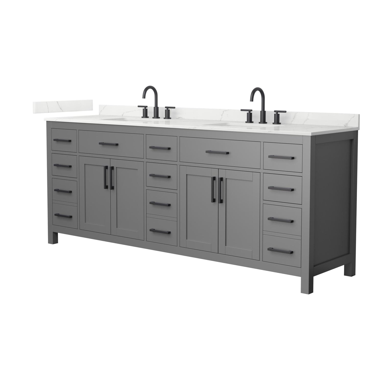 Beckett Bathroom Vanity with Countertop 84 inch Double Sink 3-hole Faucet Setup