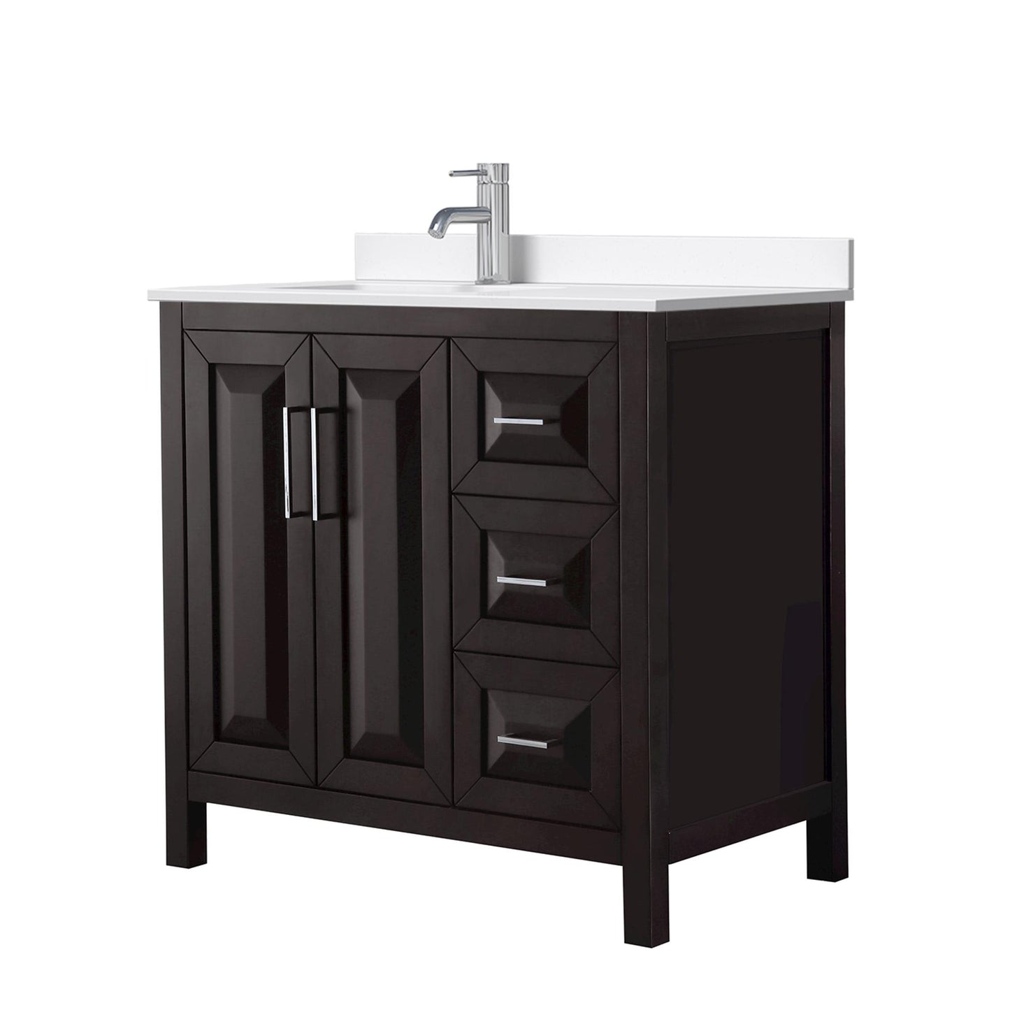 Daria Bathroom Vanity with Countertop 36 inch Single Sink Single hole Faucet Setup