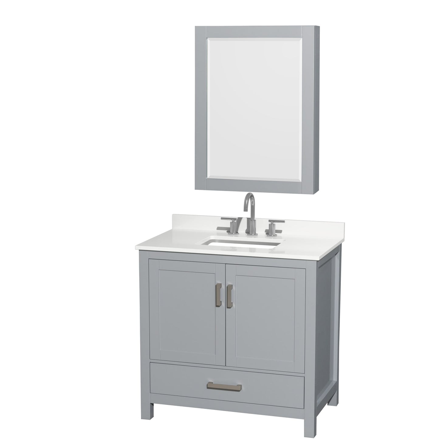 Sheffield Bathroom Vanity with Countertop 36 inch Single Sink 3-hole Faucet Setup