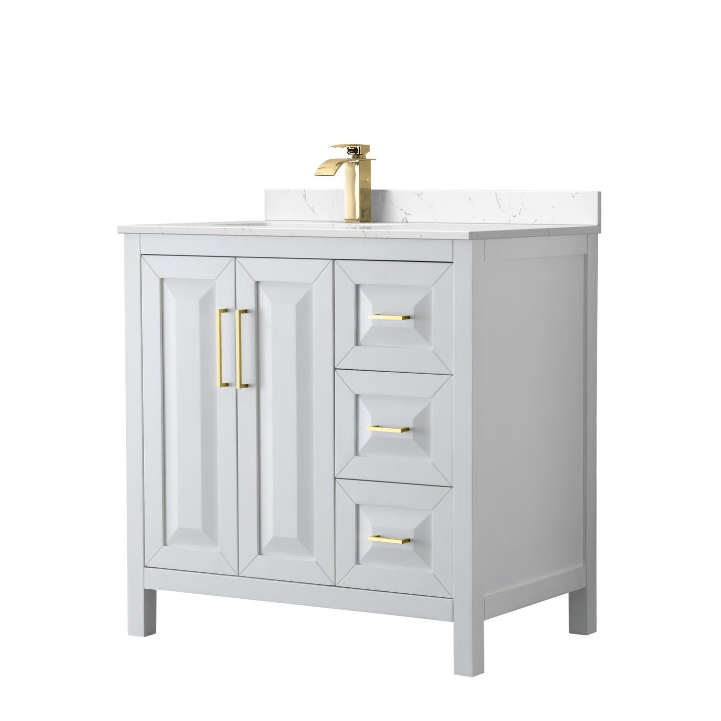 Daria Bathroom Vanity with Countertop 36 inch Single Sink Single hole Faucet Setup