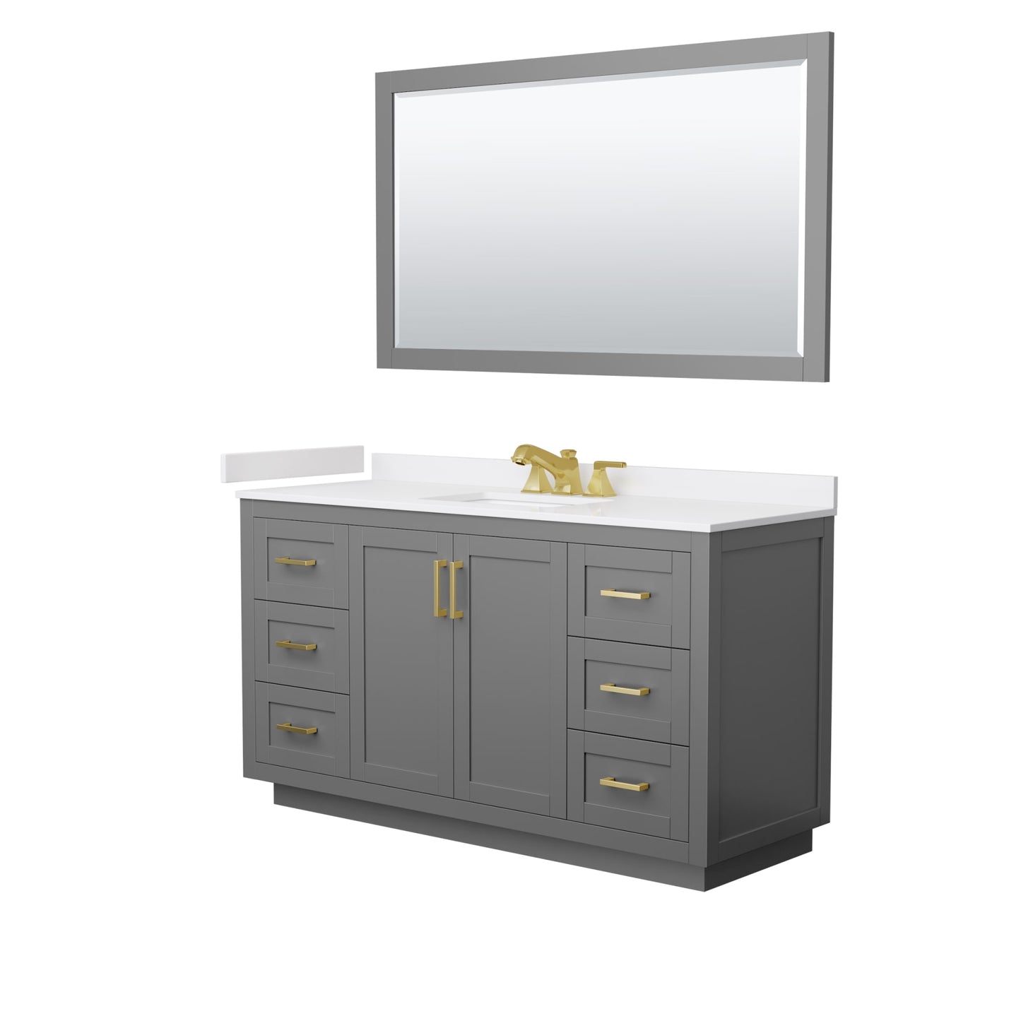 Miranda Bathroom Vanity with Countertop 60 inch Single Sink 3-hole Faucet Setup
