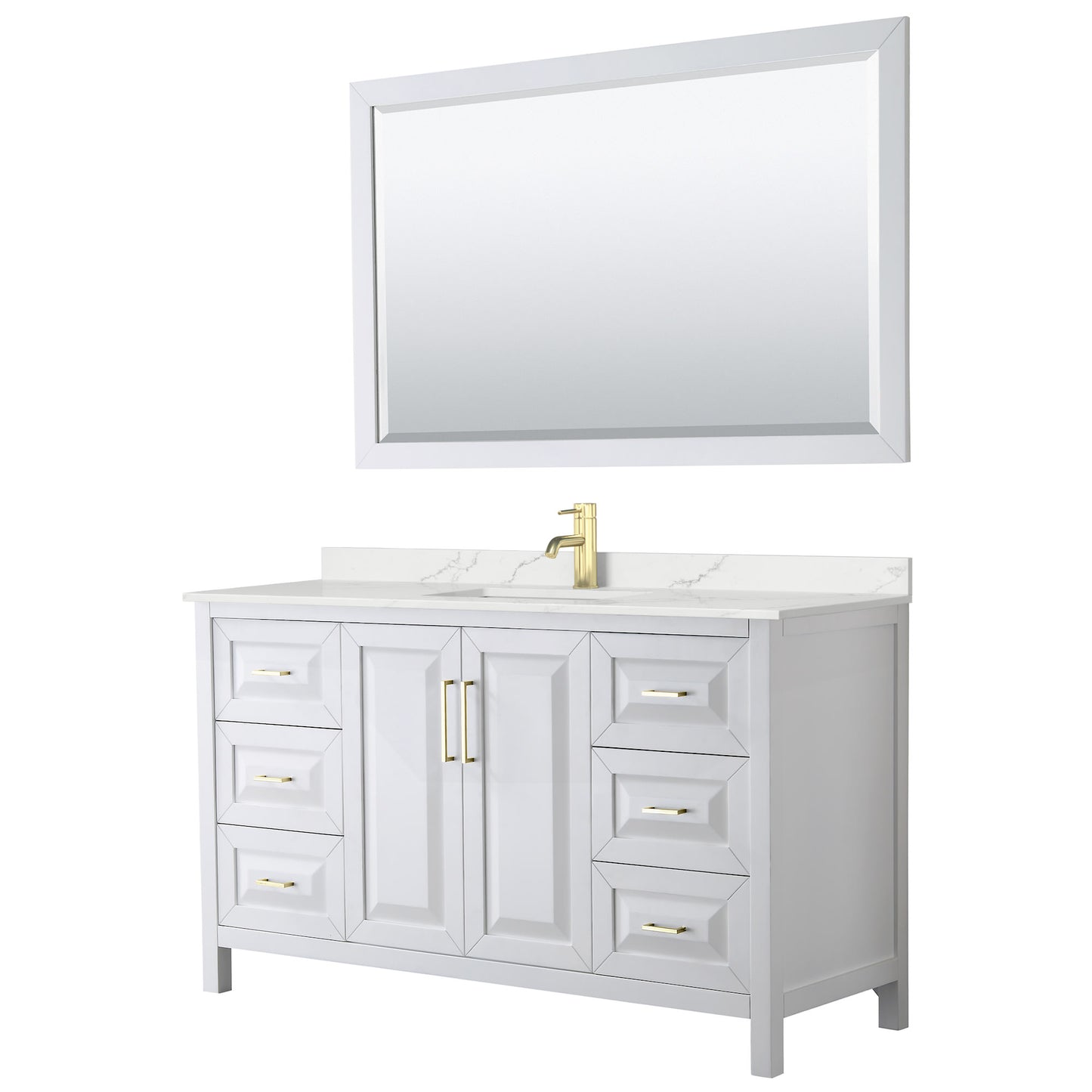 Daria Bathroom Vanity with Countertop 60 inch Single Sink Single hole Faucet Setup
