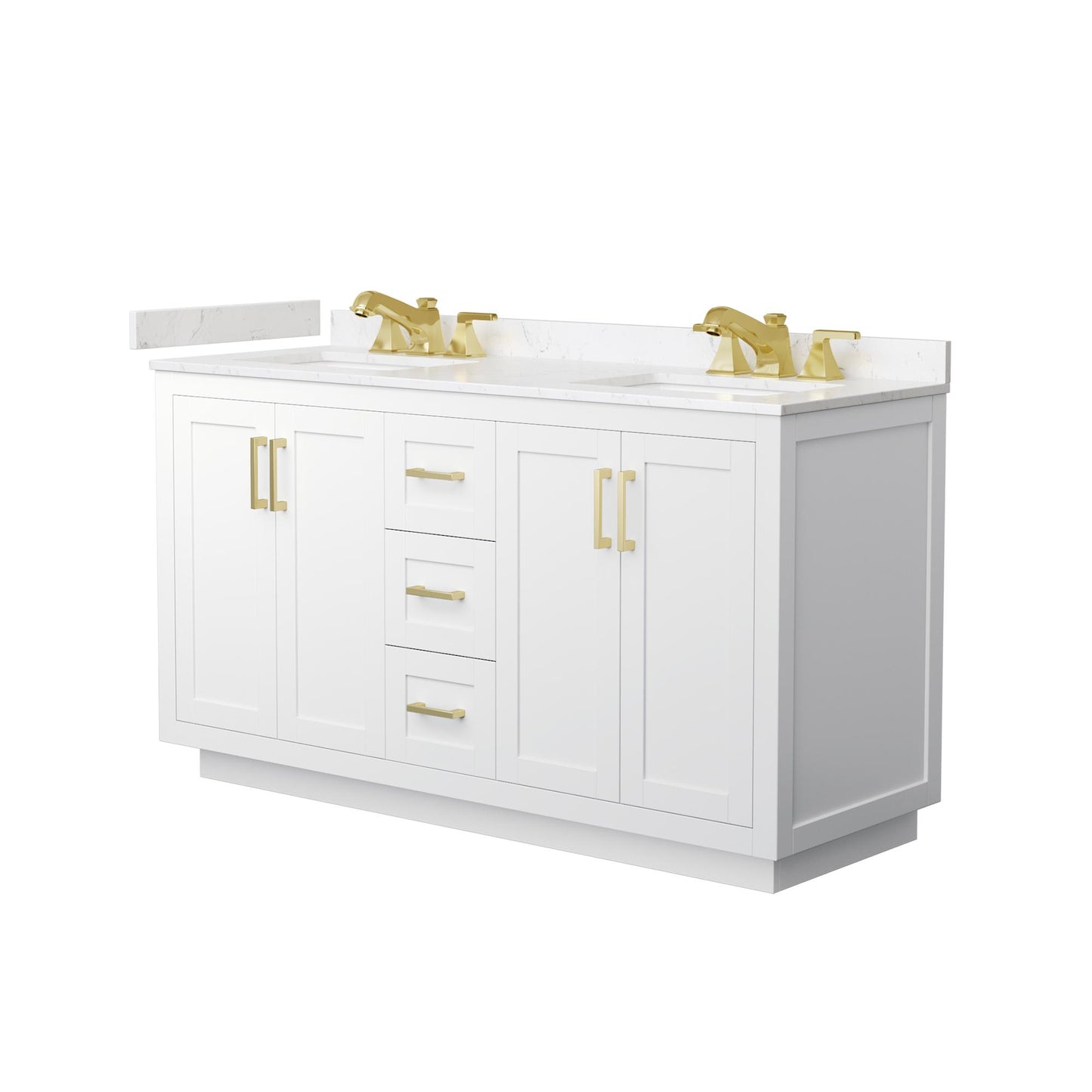 Miranda Bathroom Vanity with Countertop 60 inch Double Sink 3-hole Faucet Setup