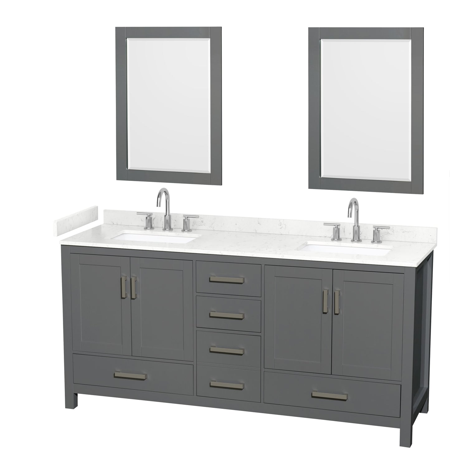 Sheffield Bathroom Vanity with Countertop 72 inch Double Sink 3-hole Faucet Setup