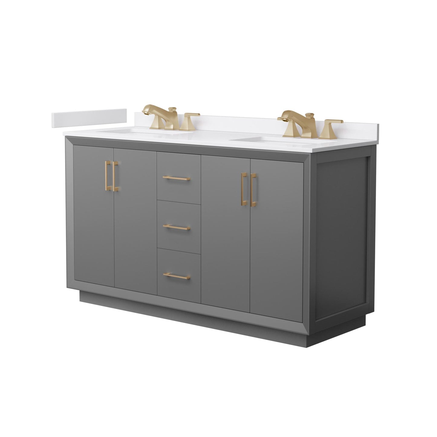 Strada Bathroom Vanity with Countertop 60 inch Double Sink 3-hole Faucet Setup
