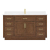 Custom image for Dark Oak with Brushed Gold Trim / White Cultured Marble / No Mirror