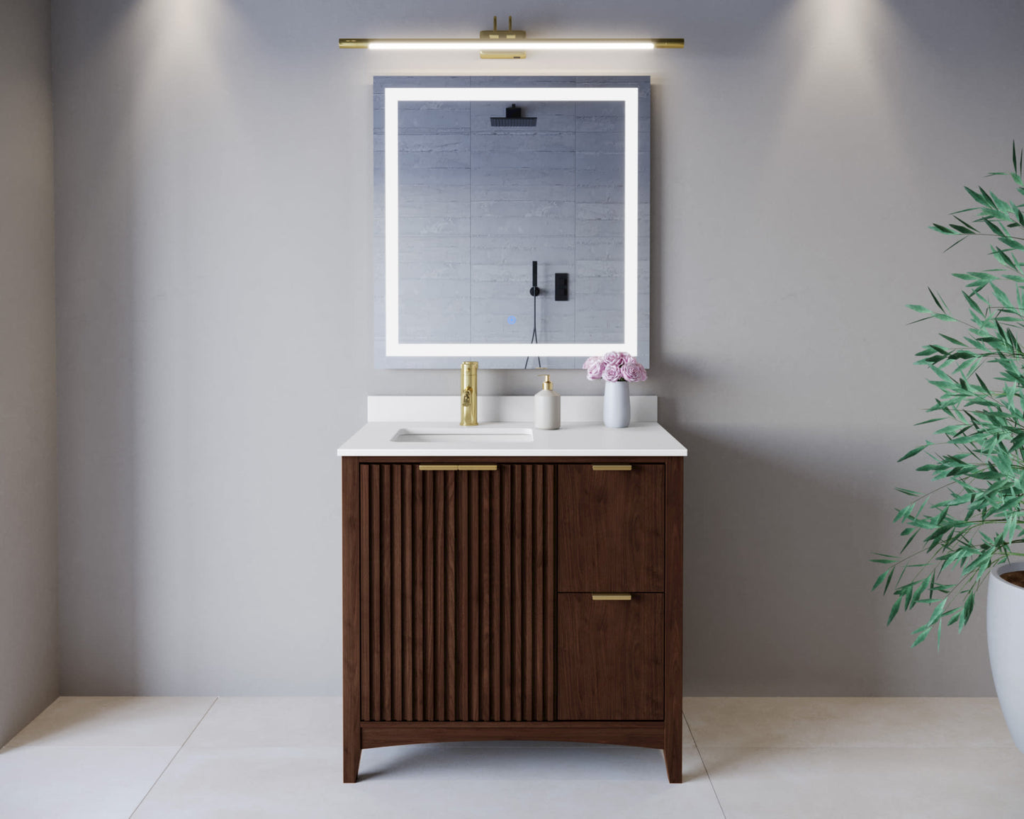 Palmilla Bathroom Vanity with Countertop 36 inch Single Sink Single hole Faucet Setup