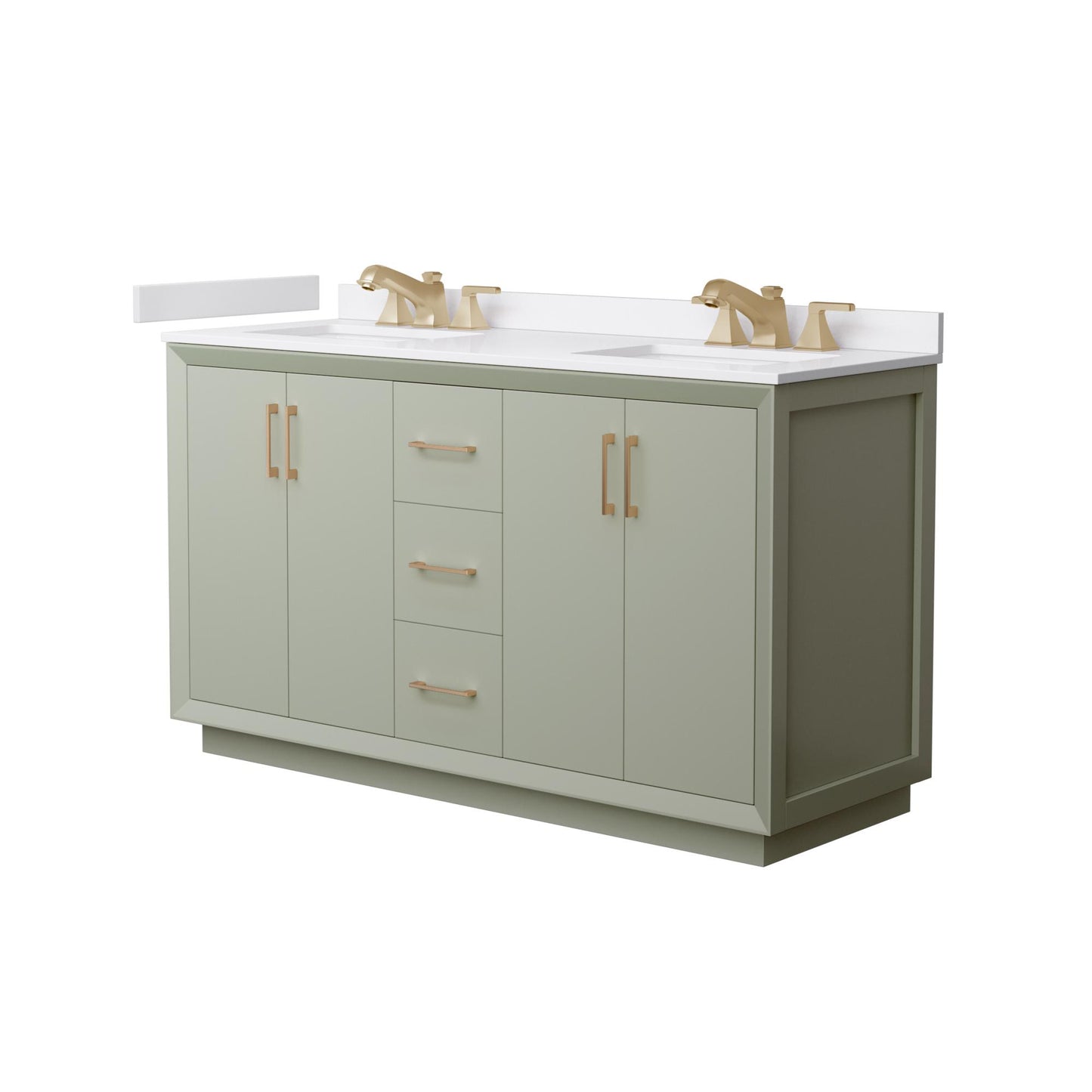 Strada Bathroom Vanity with Countertop 60 inch Double Sink 3-hole Faucet Setup