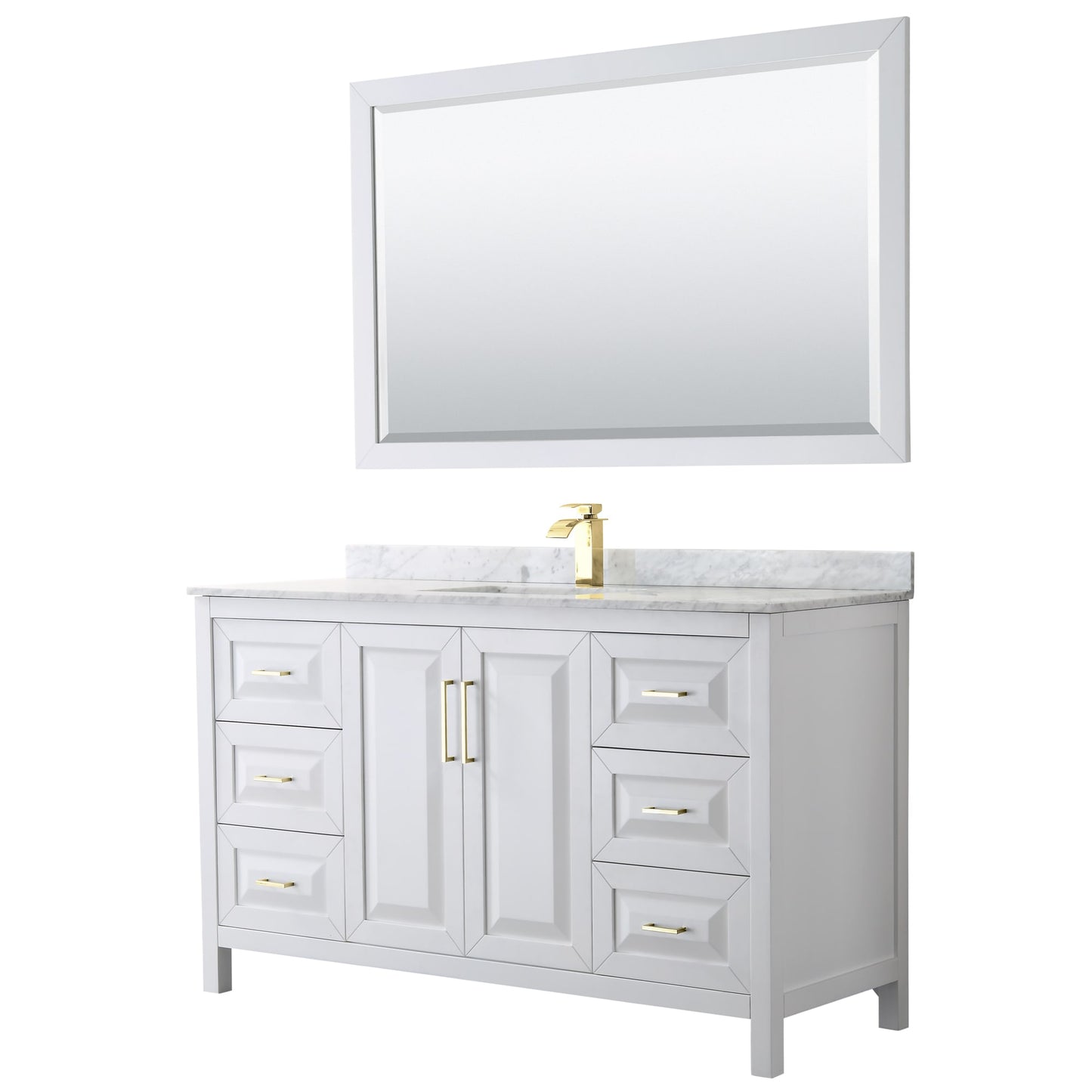 Daria Bathroom Vanity with Countertop 60 inch Single Sink Single hole Faucet Setup