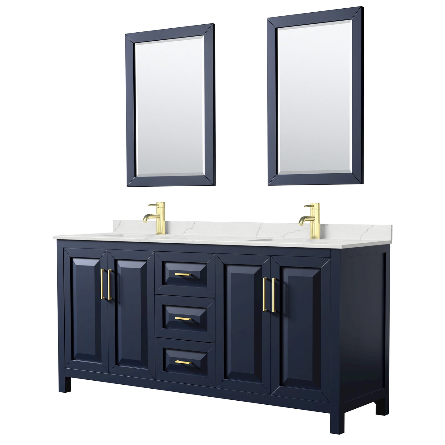 Daria Bathroom Vanity with Countertop 72 inch Double Sink Single hole Faucet Setup