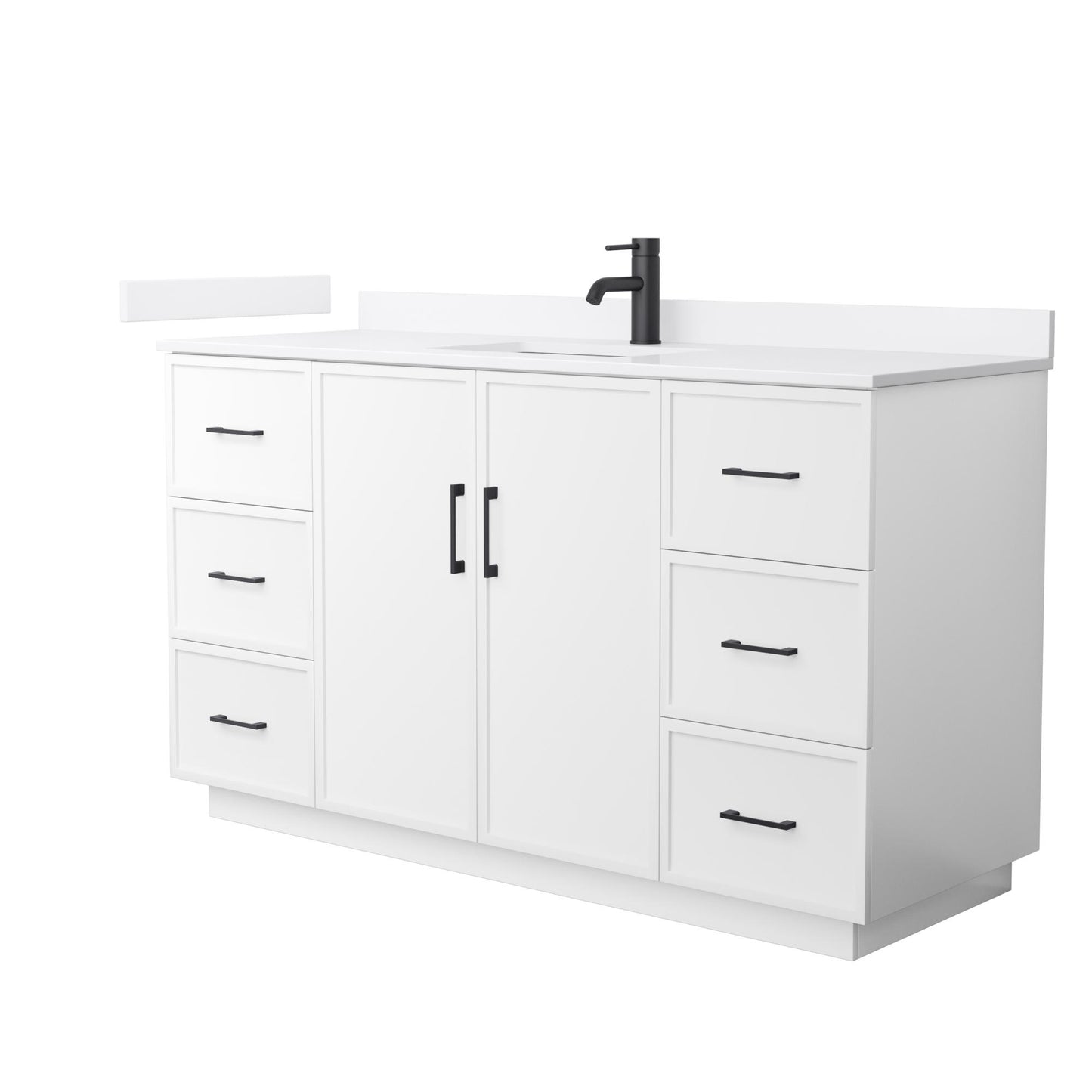 Elan TK Bathroom Vanity with Countertop 60 inch Single Sink Single hole Faucet Setup