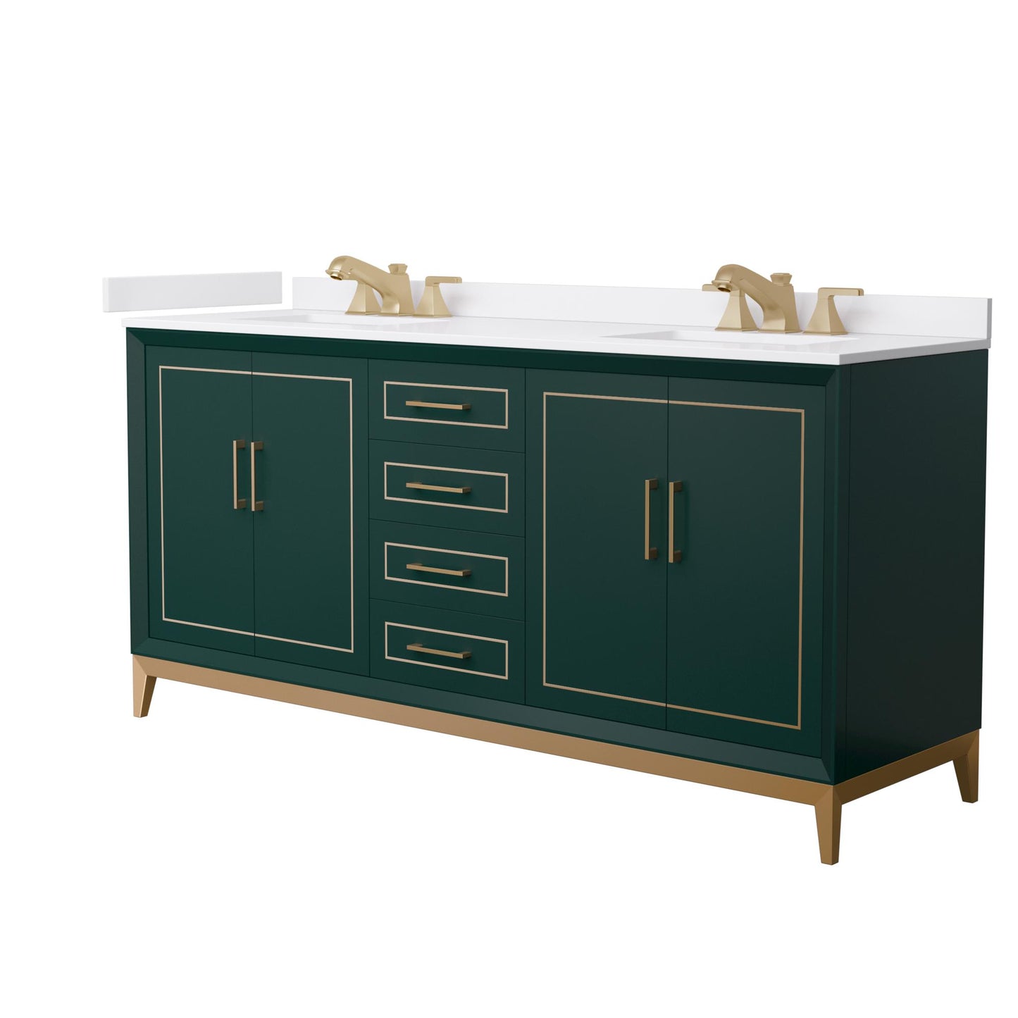Marlena Bathroom Vanity with Countertop 72 inch Double Sink 3-hole Faucet Setup