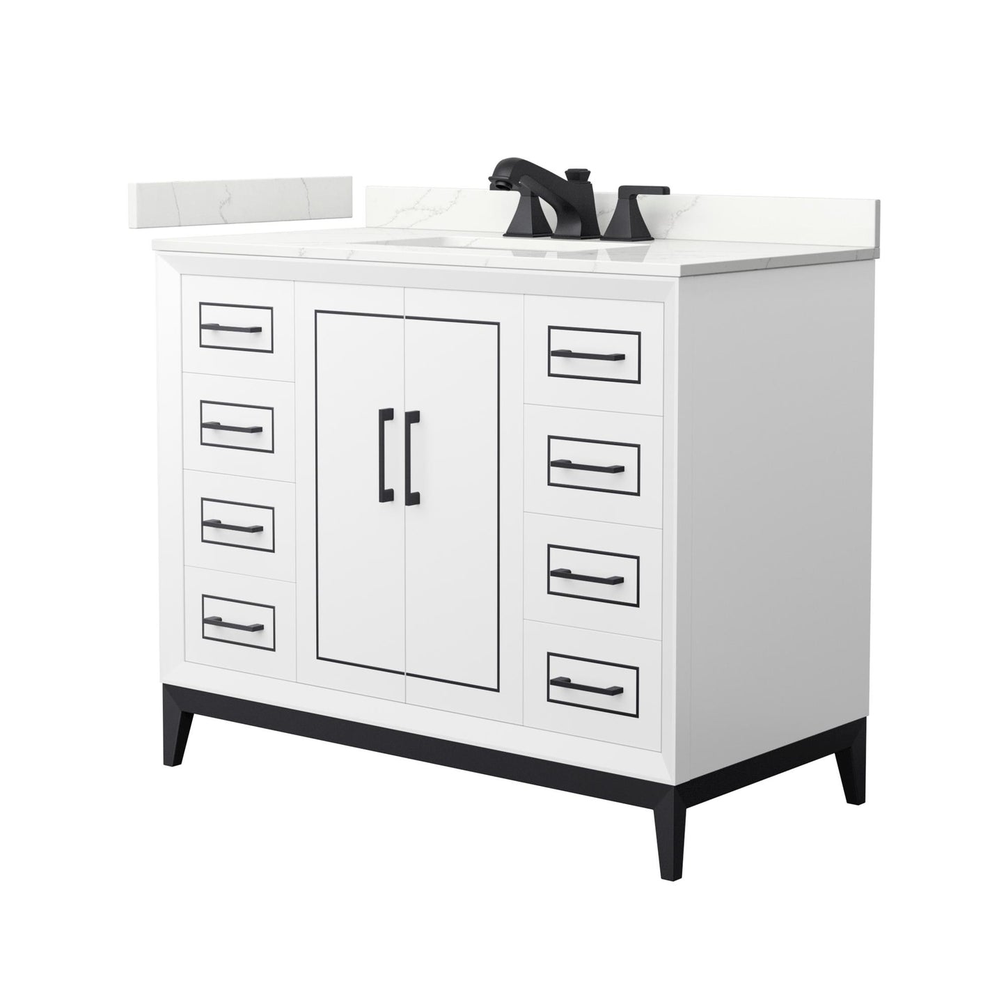 Marlena Bathroom Vanity with Countertop 42 inch Single Sink 3-hole Faucet Setup