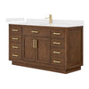 Custom image for Dark Oak with Brushed Gold Trim / White Quartz / No Mirror