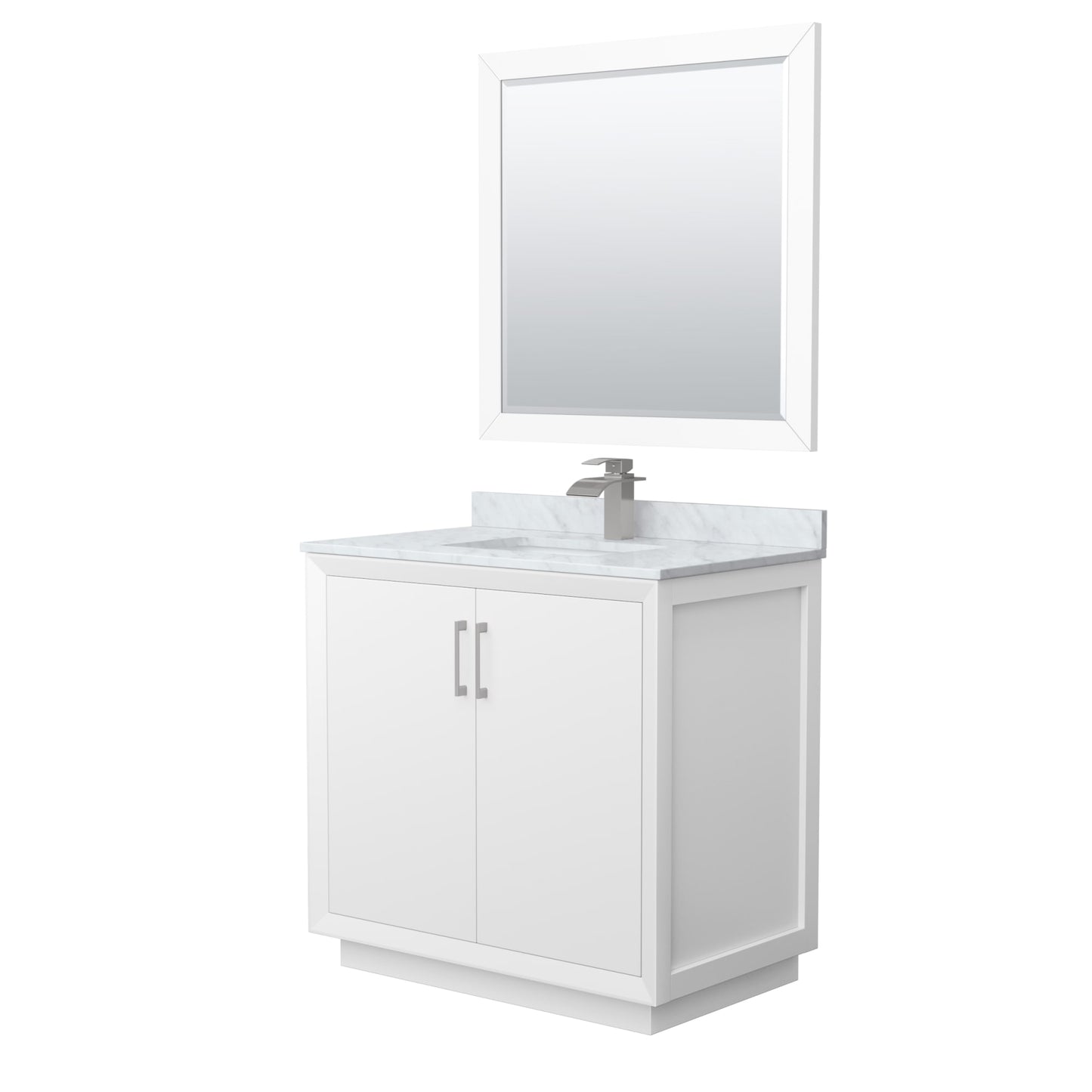 Strada Bathroom Vanity with Countertop 36 inch Single Sink Single hole Faucet Setup