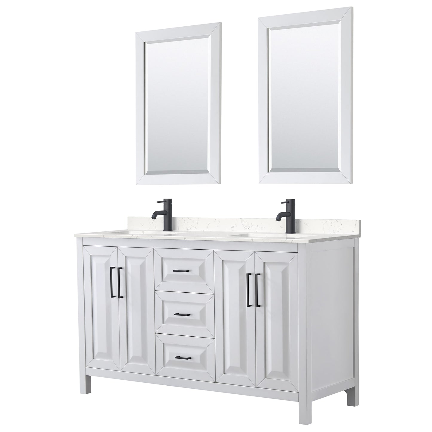 Daria Bathroom Vanity with Countertop 60 inch Double Sink Single hole Faucet Setup