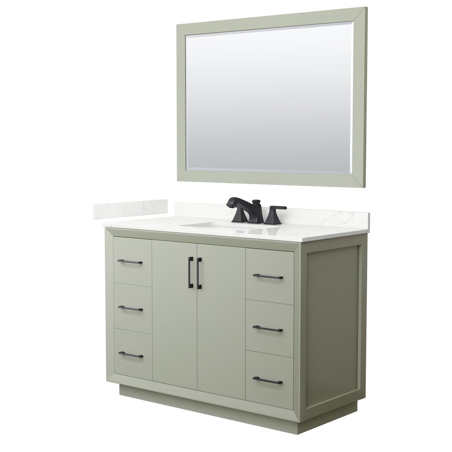 Strada Bathroom Vanity with Countertop 48 inch Single Sink 3-hole Faucet Setup