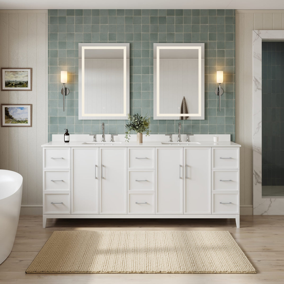 Elan Bathroom Vanity Cabinet 84 inch Double Sink