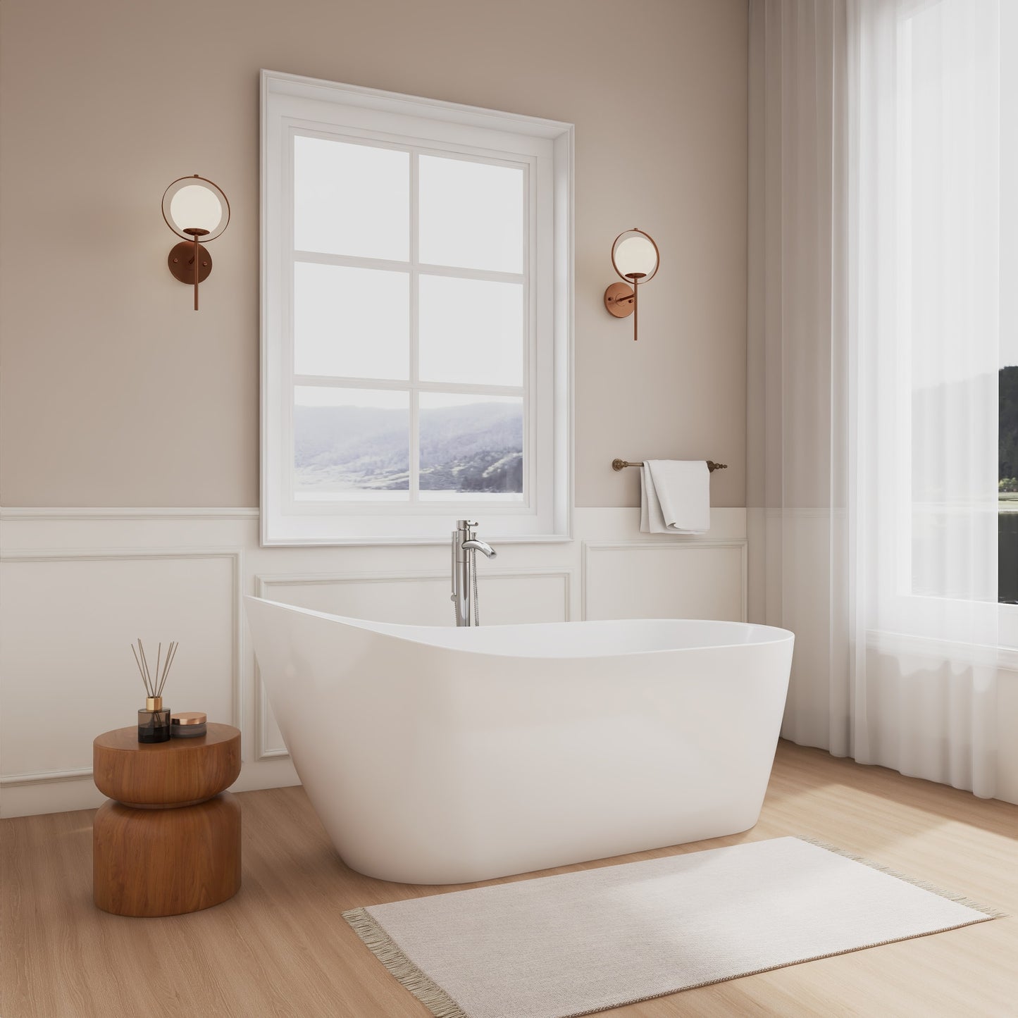 Davia Freestanding Acrylic Bathtub No Faucet 67 inch
