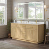 Custom image for Rift Oak with Brushed Gold Trim / Carrara Cultured Marble / No Mirror