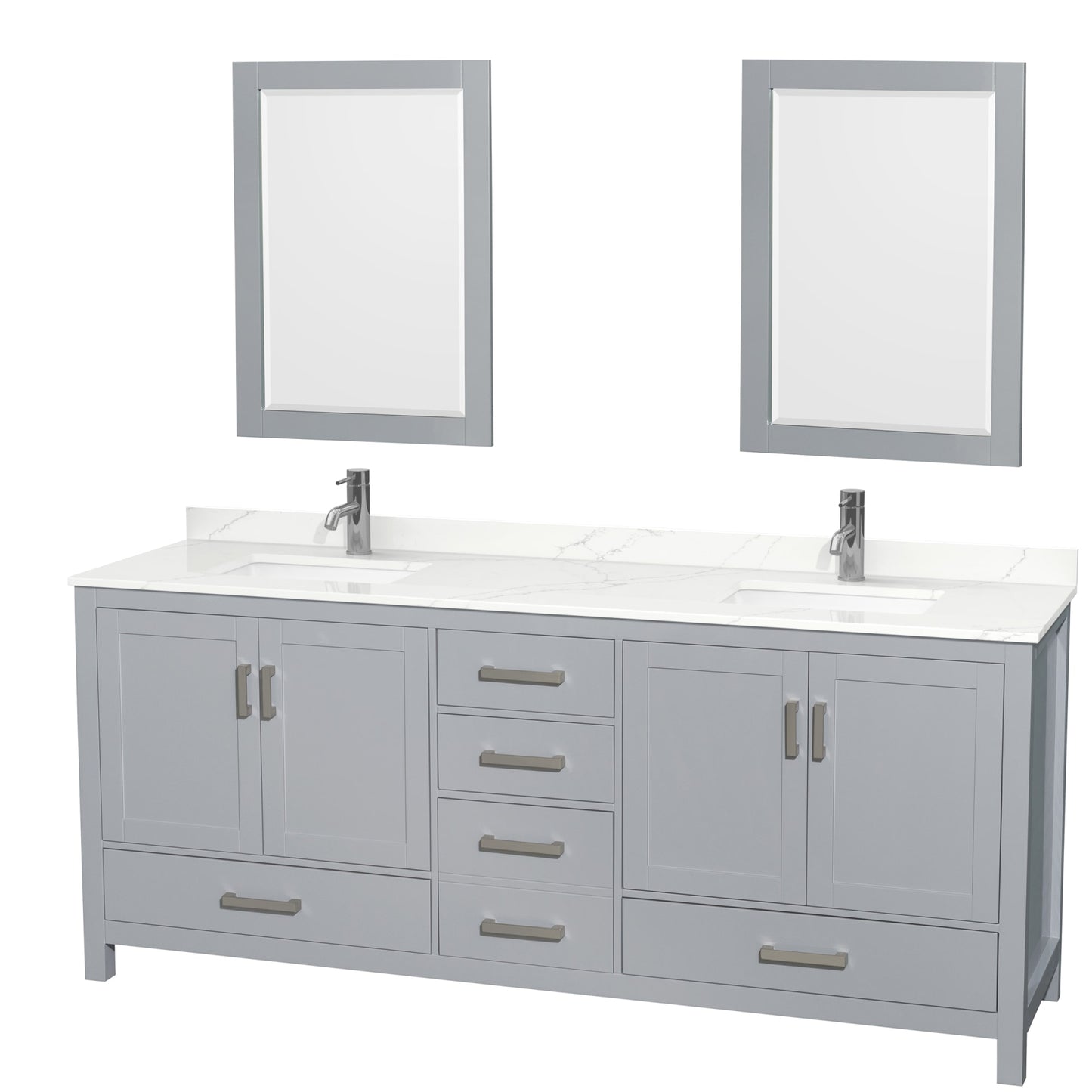 Sheffield Bathroom Vanity with Countertop 80 inch Double Sink Single hole Faucet Setup