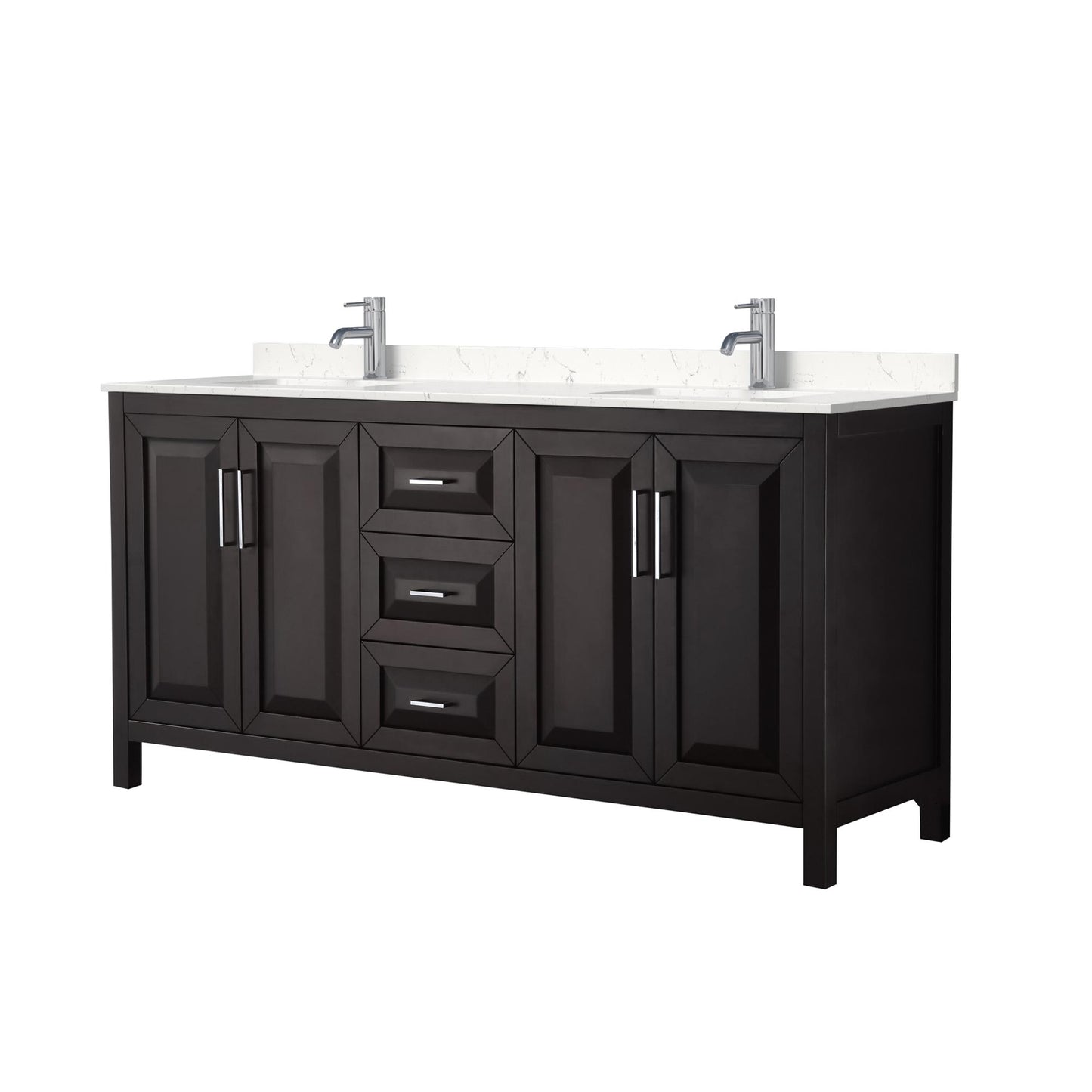 Daria Bathroom Vanity with Countertop 72 inch Double Sink Single hole Faucet Setup