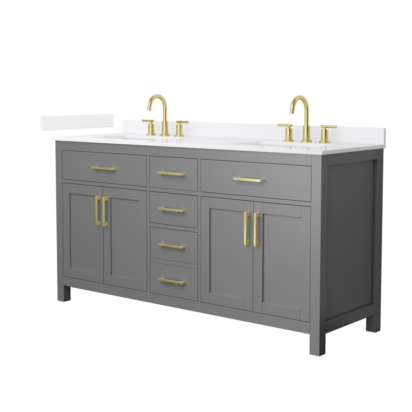 Beckett Bathroom Vanity with Countertop 66 inch Double Sink 3-hole Faucet Setup