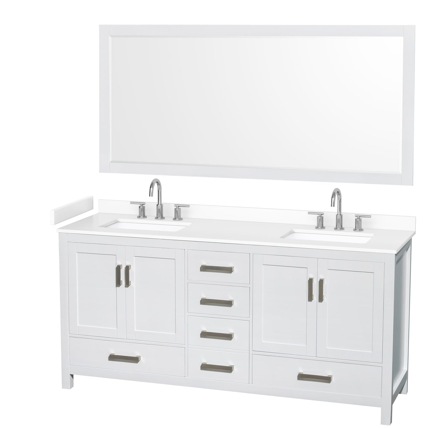 Sheffield Bathroom Vanity with Countertop 72 inch Double Sink 3-hole Faucet Setup