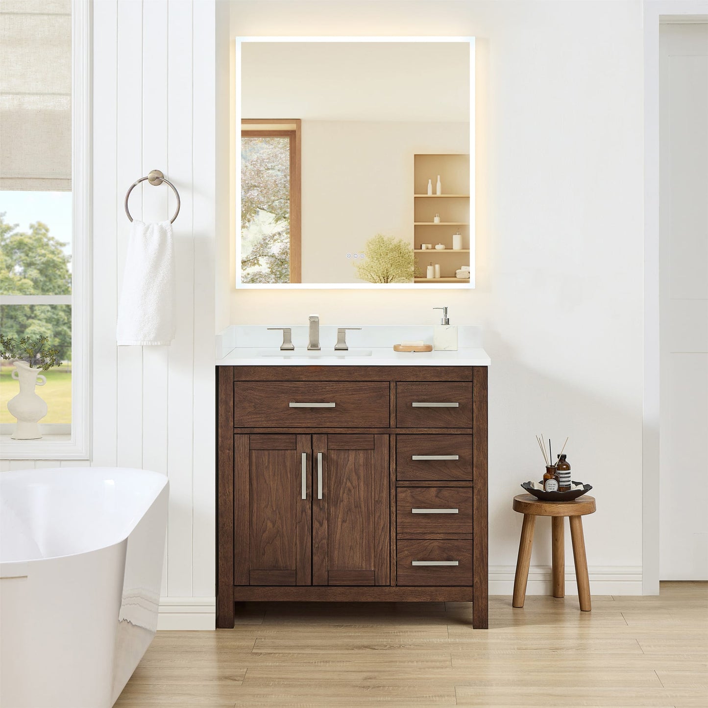 Beckett Bathroom Vanity with Countertop 36 inch Single Sink 3-hole Faucet Setup