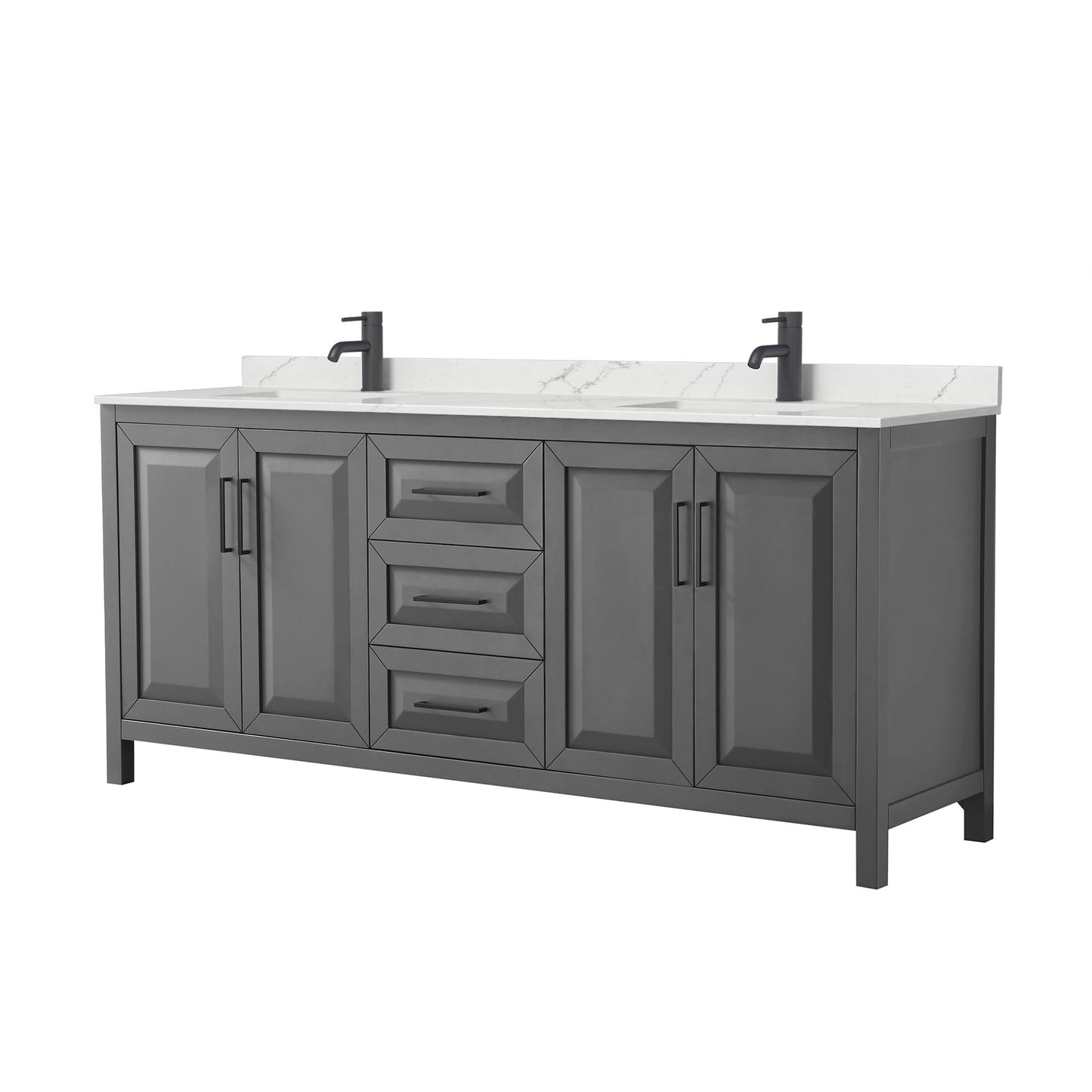 Daria Bathroom Vanity with Countertop 80 inch Double Sink Single hole Faucet Setup