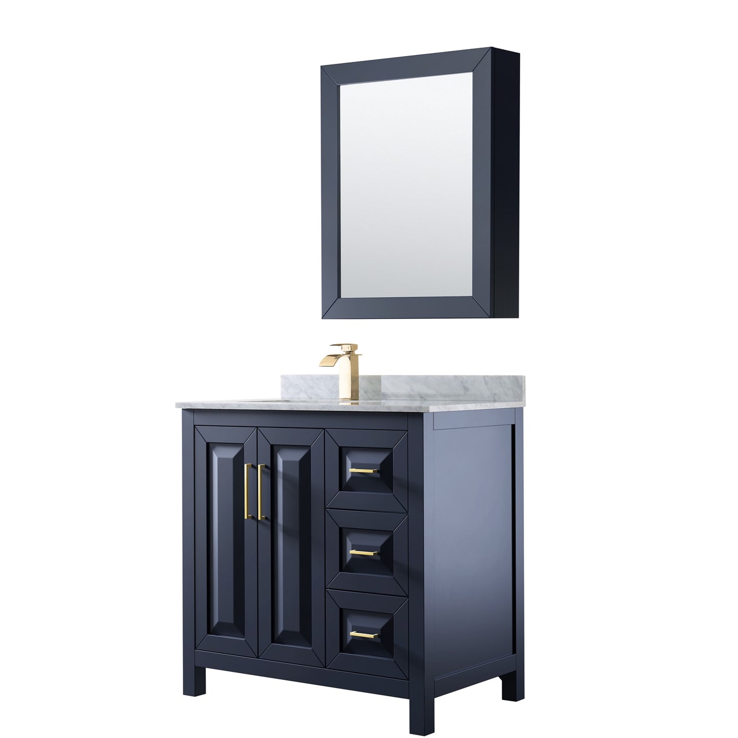 Daria Bathroom Vanity with Countertop 36 inch Single Sink Single hole Faucet Setup