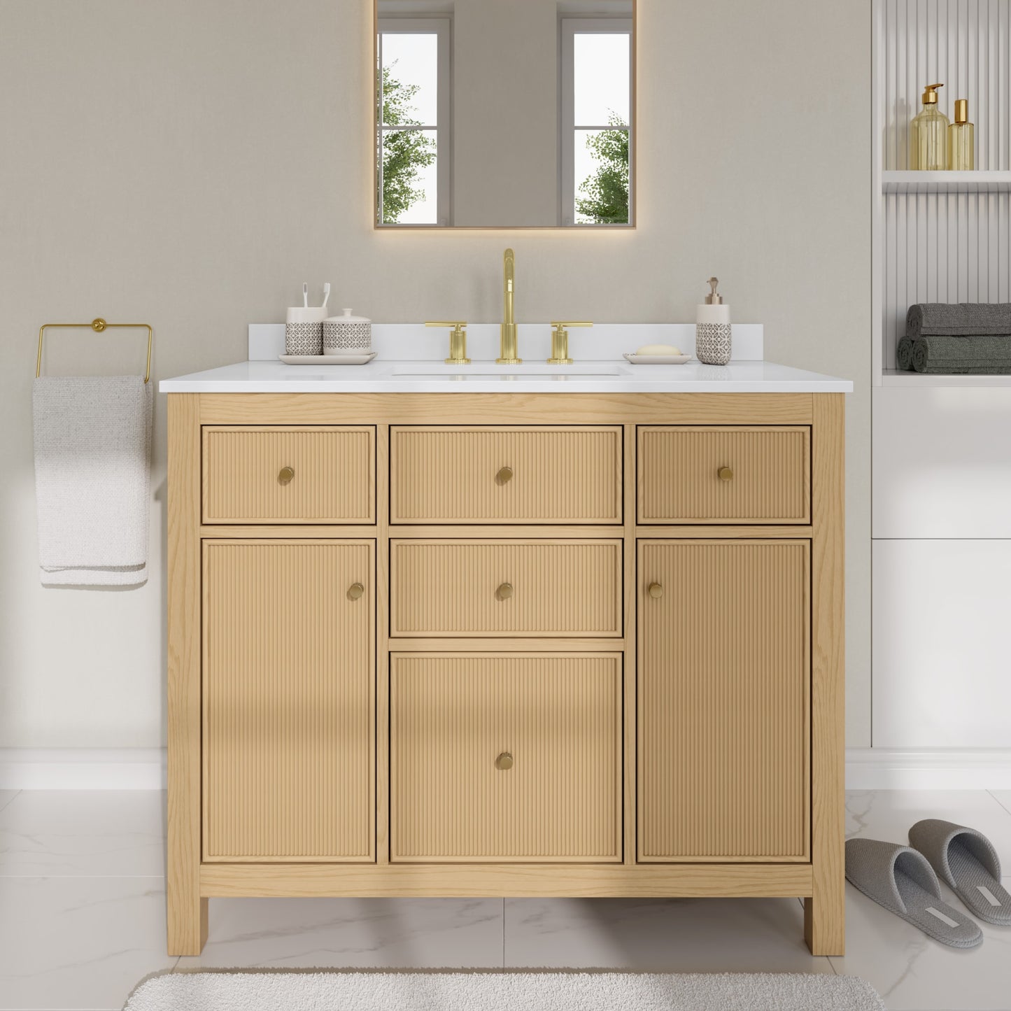 Pendry Bathroom Vanity with Countertop 42 inch Single Sink 3-hole Faucet Setup