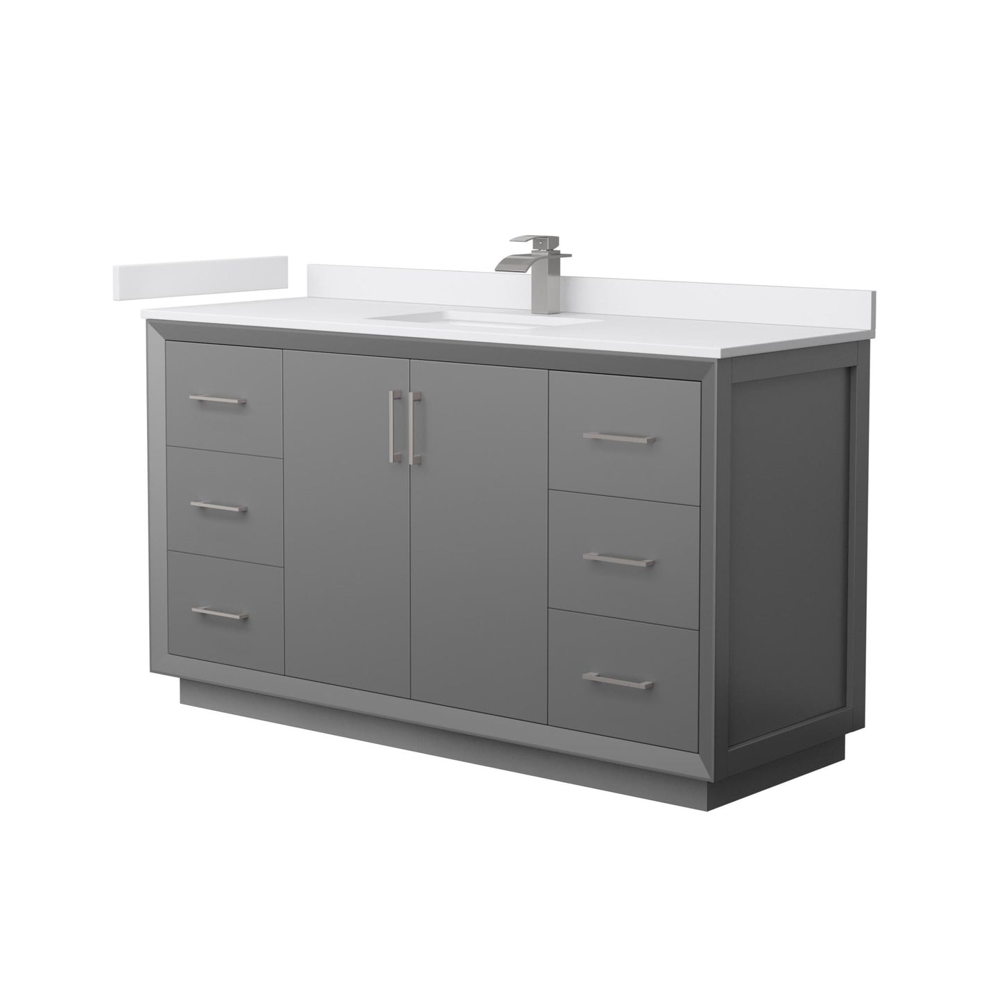 Strada Bathroom Vanity with Countertop 60 inch Single Sink Single hole Faucet Setup