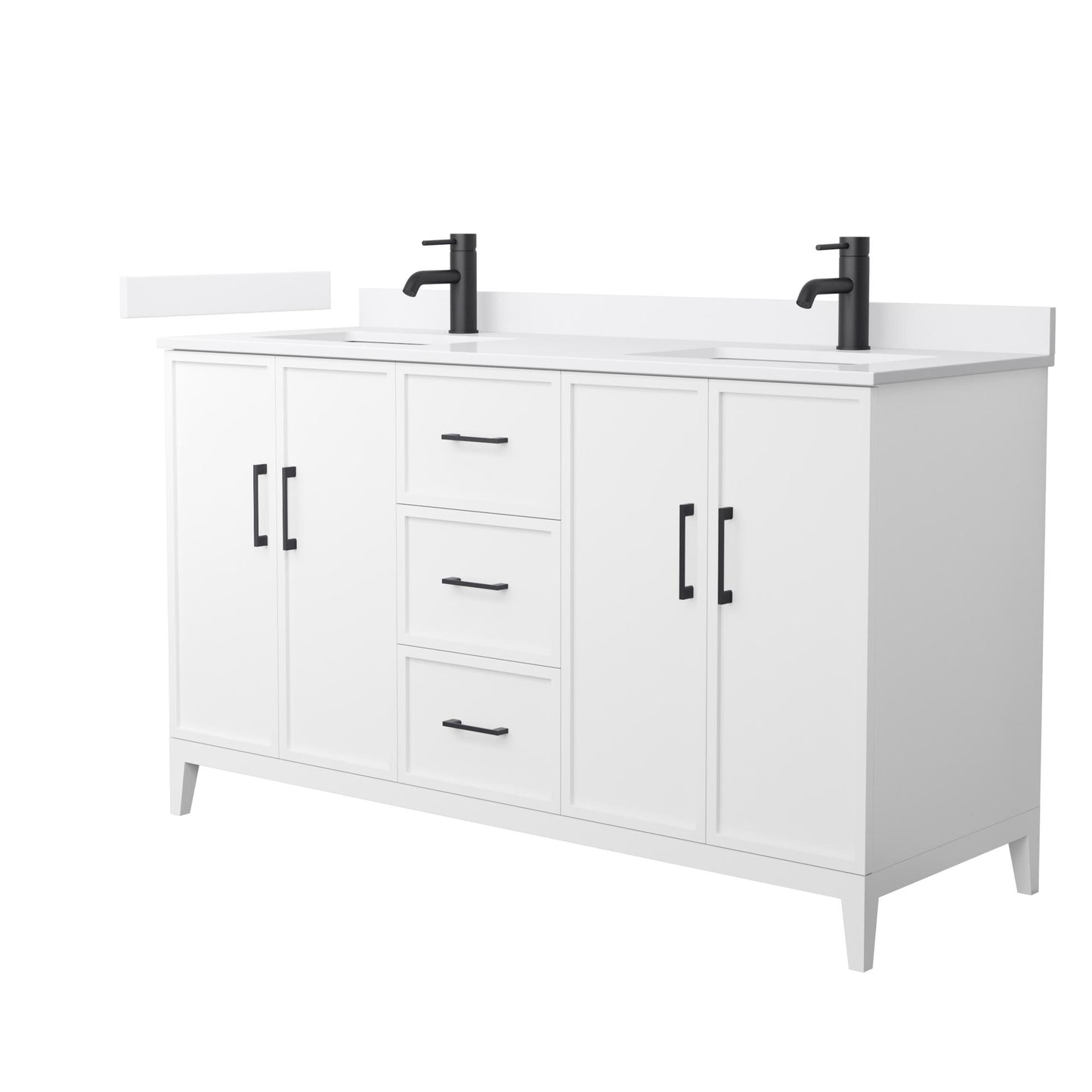 Elan Bathroom Vanity with Countertop 60 inch Double Sink Single hole Faucet Setup