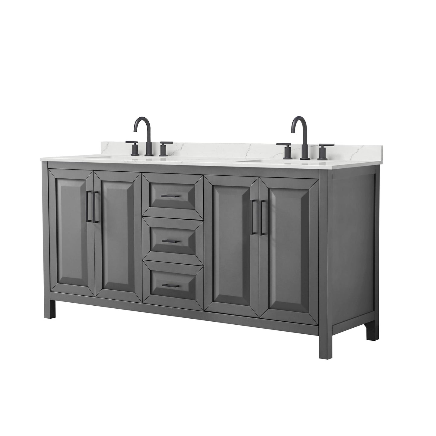 Daria Bathroom Vanity with Countertop 72 inch Double Sink 3-hole Faucet Setup