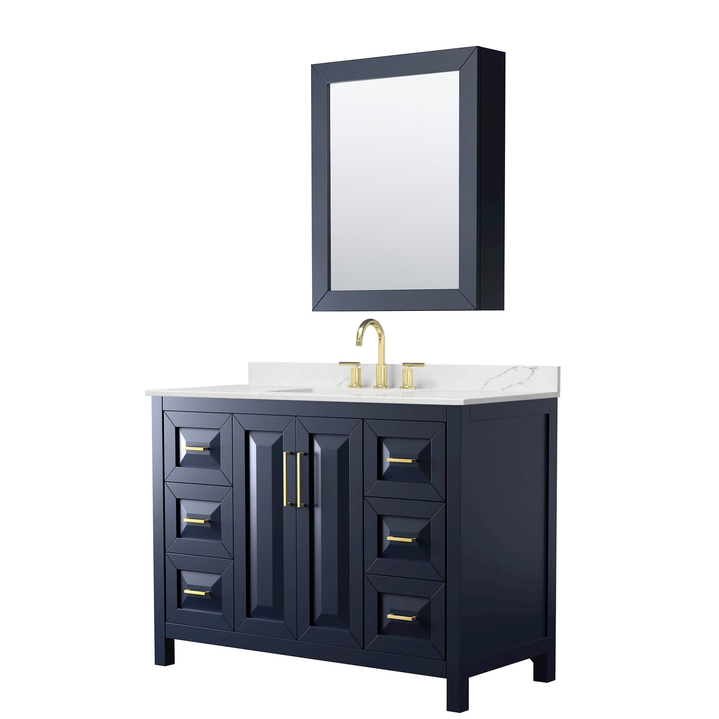 Daria Bathroom Vanity with Countertop 48 inch Single Sink 3-hole Faucet Setup