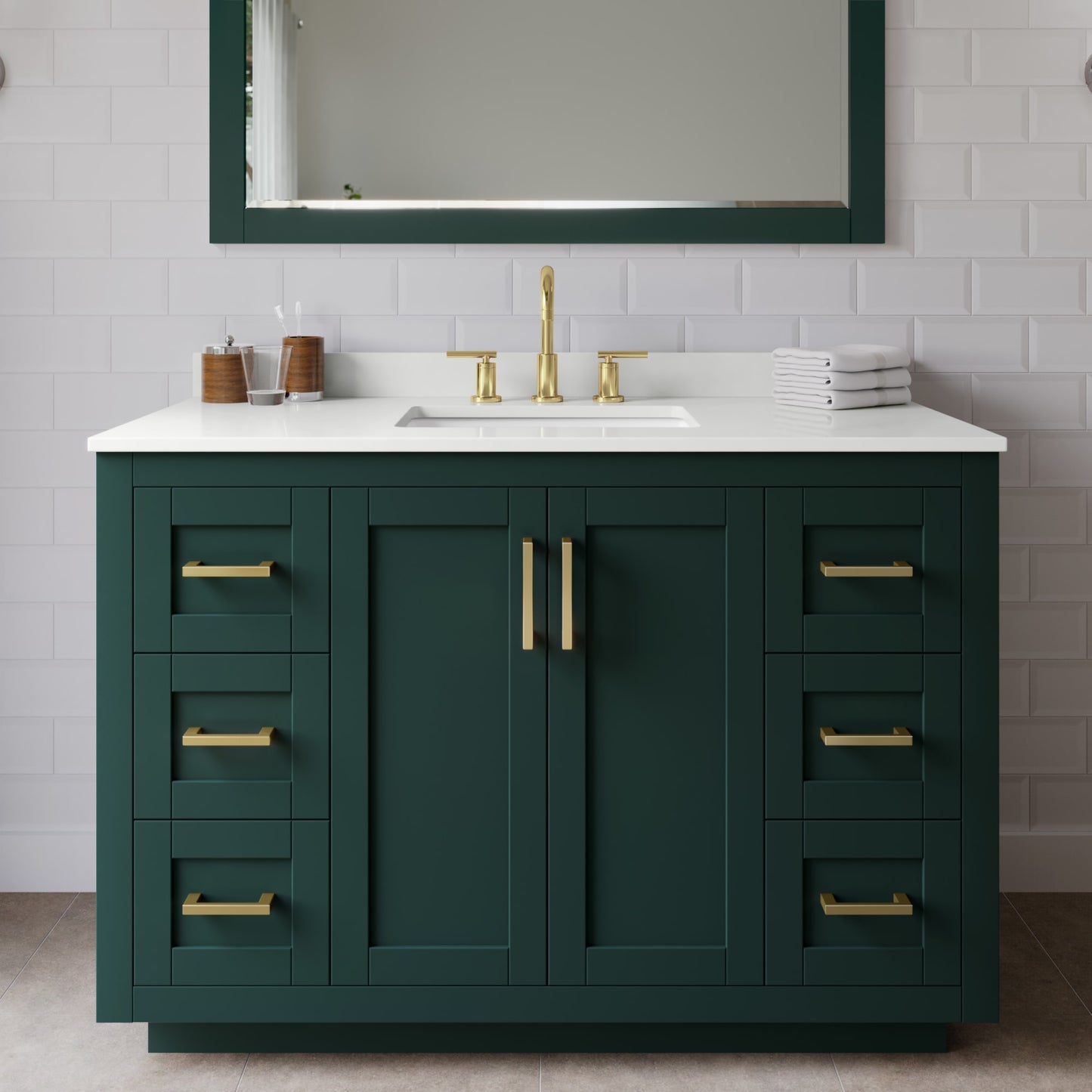 Miranda Bathroom Vanity with Countertop 48 inch Single Sink 3-hole Faucet Setup