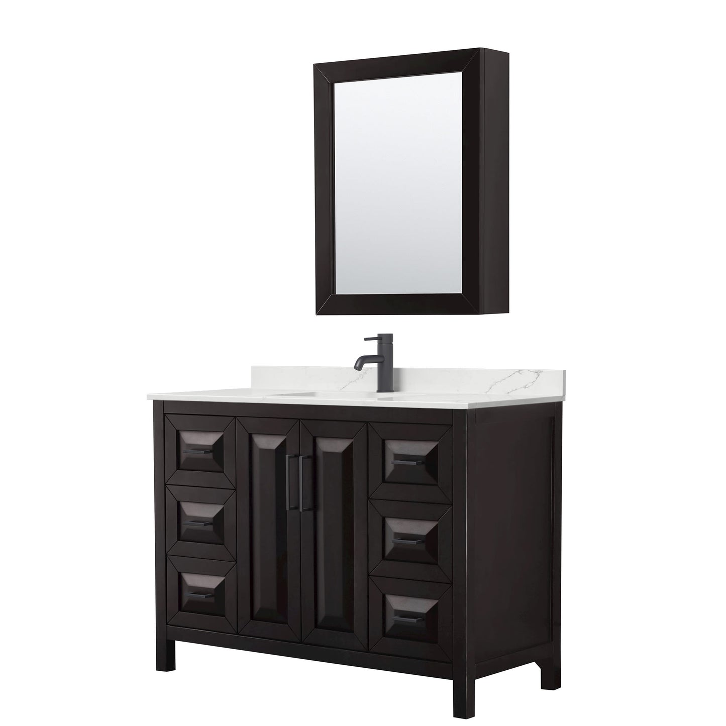 Daria Bathroom Vanity with Countertop 48 inch Single Sink Single hole Faucet Setup