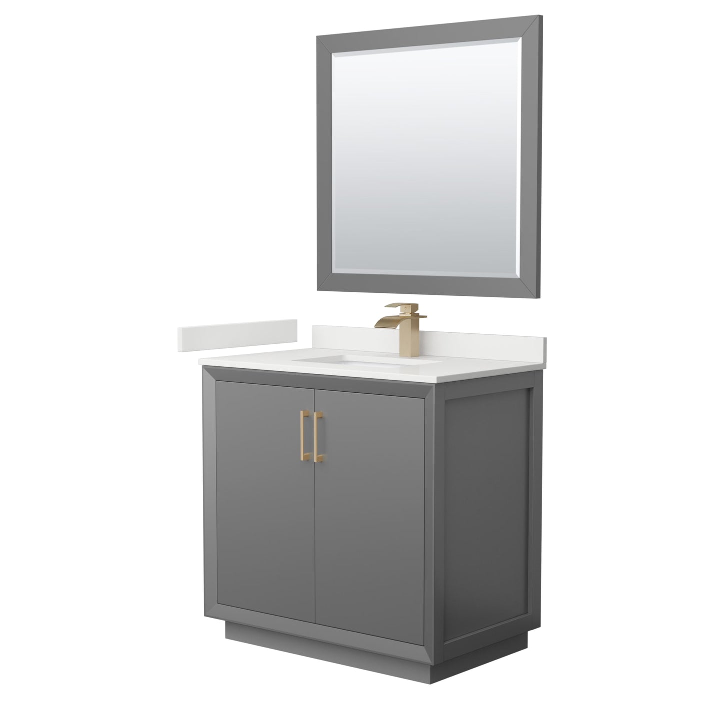 Strada Bathroom Vanity with Countertop 36 inch Single Sink Single hole Faucet Setup