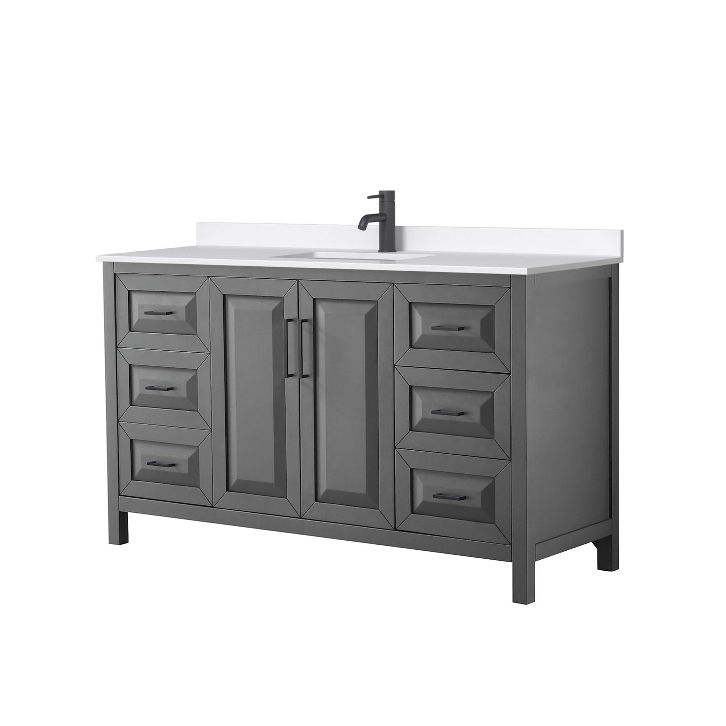 Daria Bathroom Vanity with Countertop 60 inch Single Sink Single hole Faucet Setup