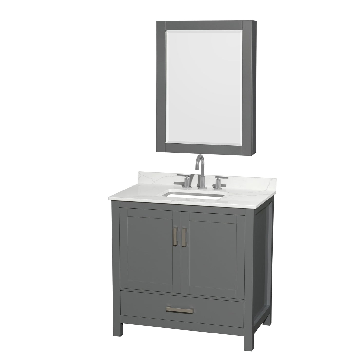 Sheffield Bathroom Vanity with Countertop 36 inch Single Sink 3-hole Faucet Setup