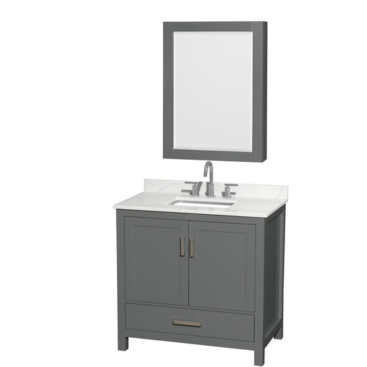 Sheffield Bathroom Vanity with Countertop 36 inch Single Sink 3-hole Faucet Setup