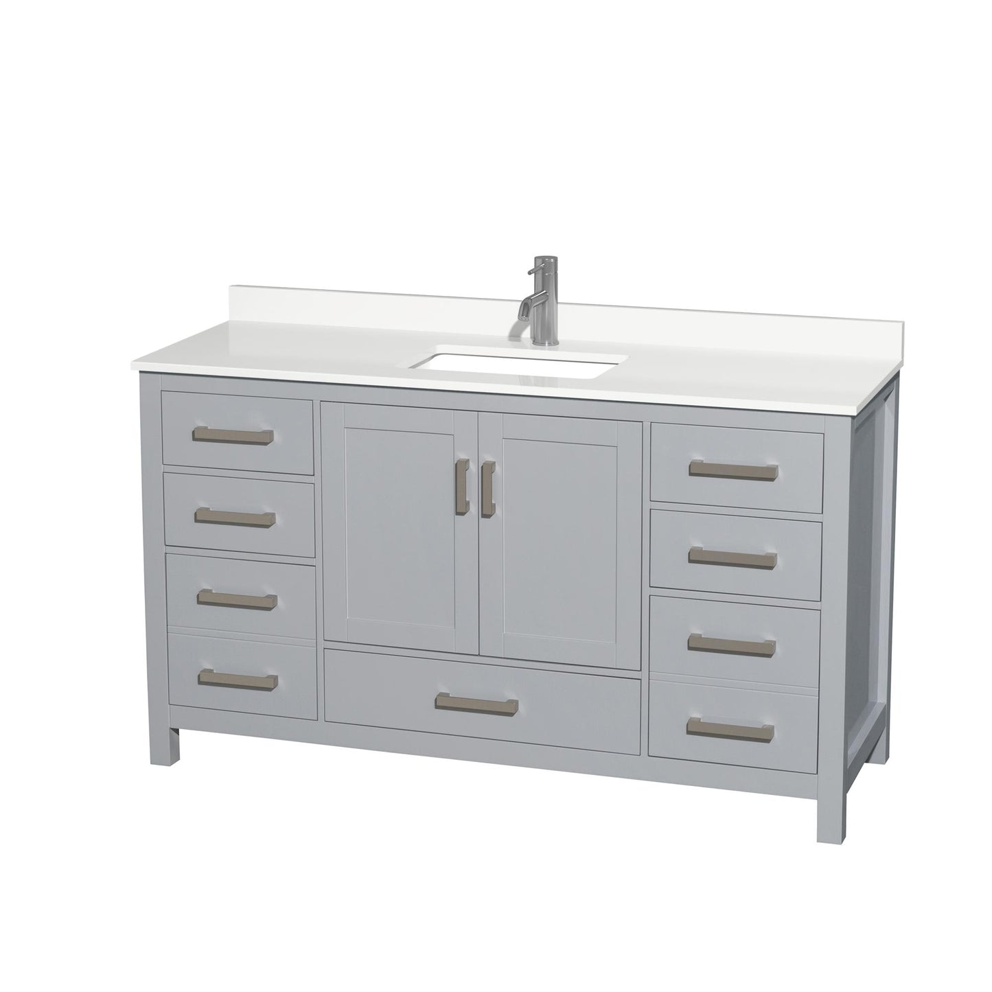 Sheffield Bathroom Vanity with Countertop 60 inch Single Sink Single hole Faucet Setup